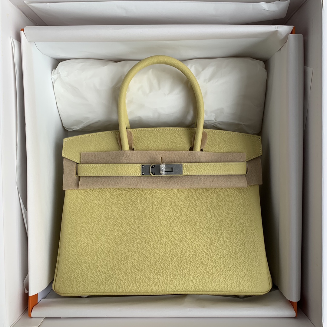 Hermes Birkin 30CM Togo Leather Handbag Jaune Poussin